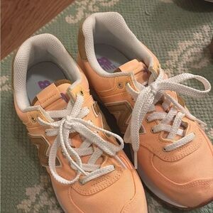 New Balance Women's Peach and Gold Sneakers